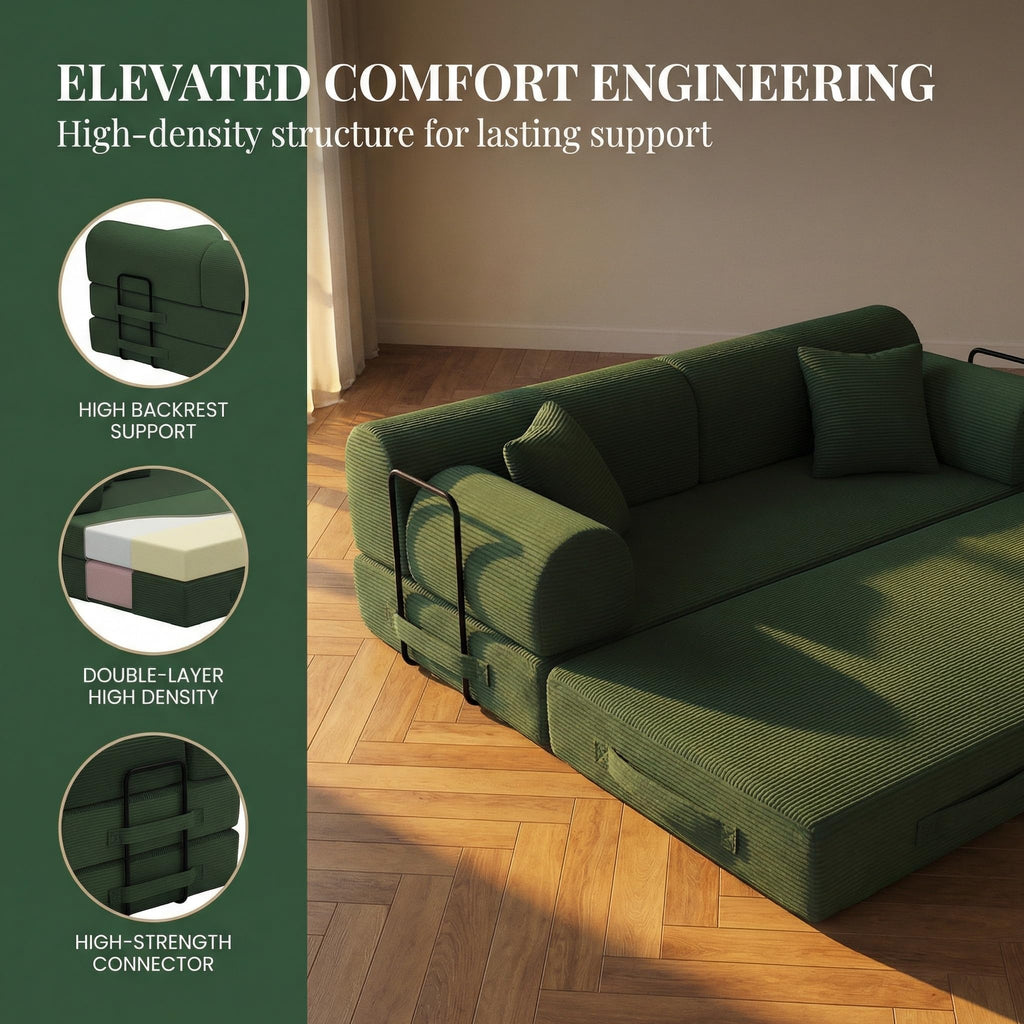 Light Gray Corduroy Convertible Sofa Bed O759303