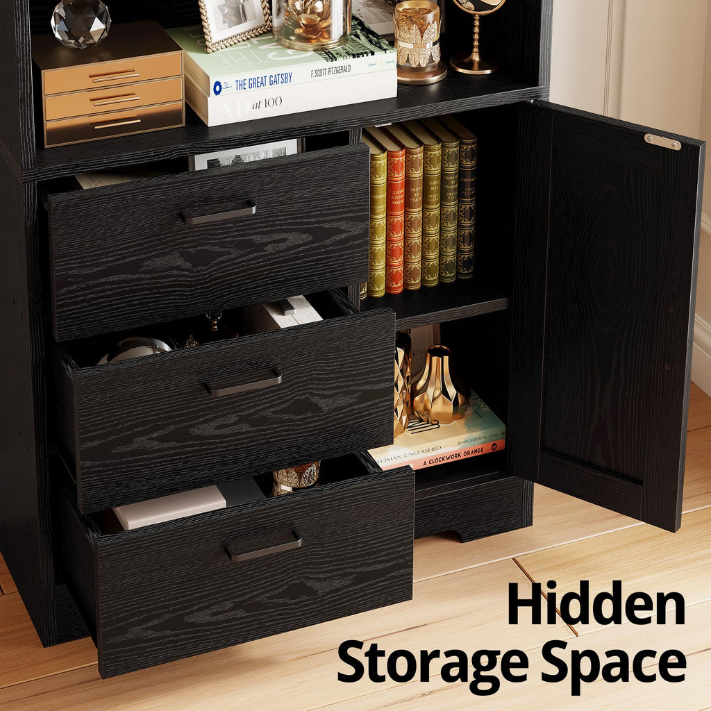 71 in Bookshelf with Doors and Drawers K91419