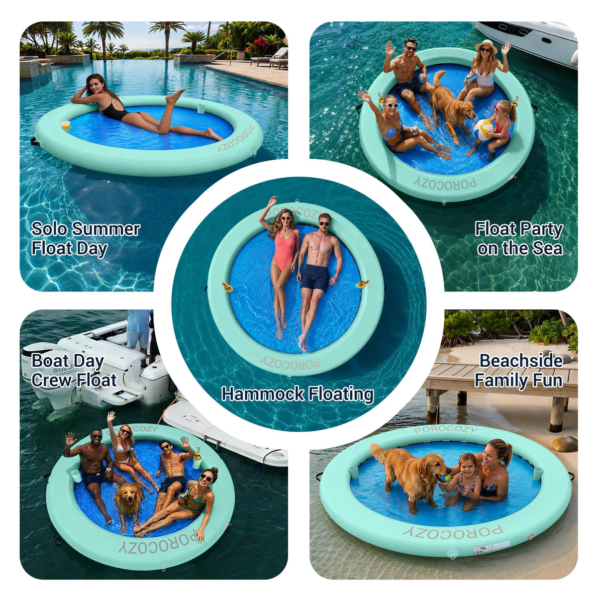 Inflatable Water Hammock with Cup Holders W2933