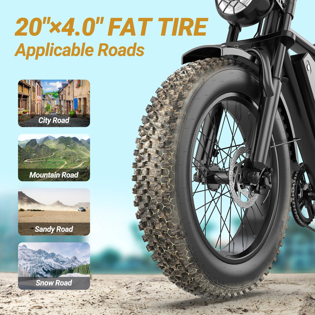 Full Suspension 1500w Motor 31MPH 40-70 Miles 48V 960Wh Removable Battery 20-Inch Fat Tires Electric ebike S617