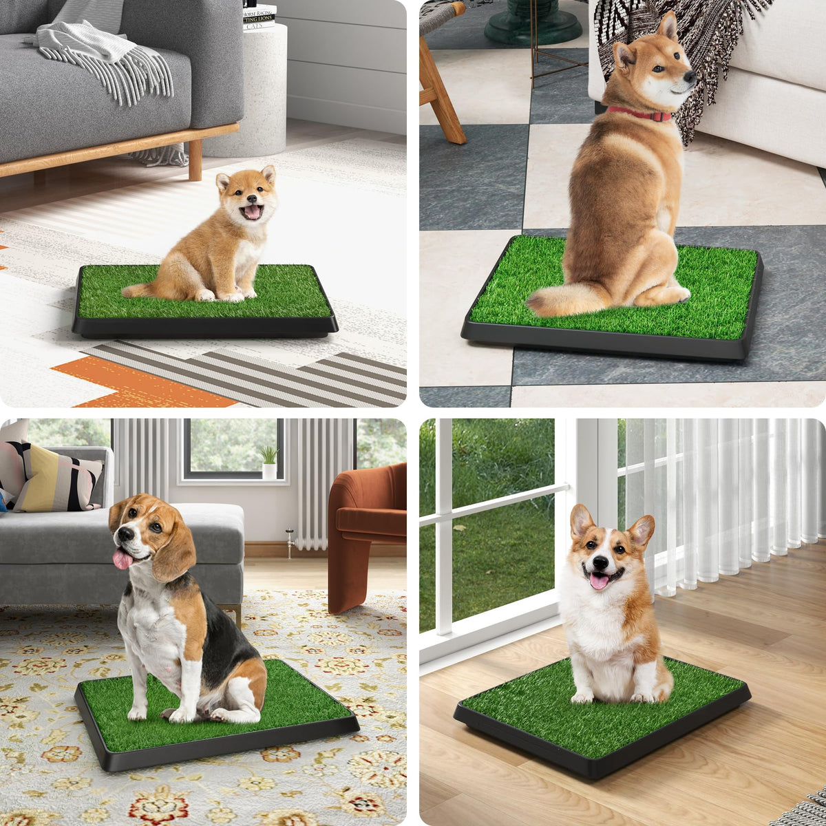 25"×20" Washable Dog Grass Pad with Tray M563