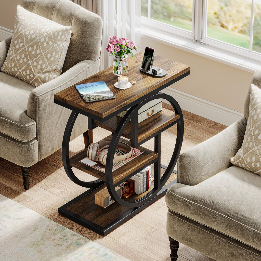 4-Tier Narrow Side Table with Storage Shelves Z840653