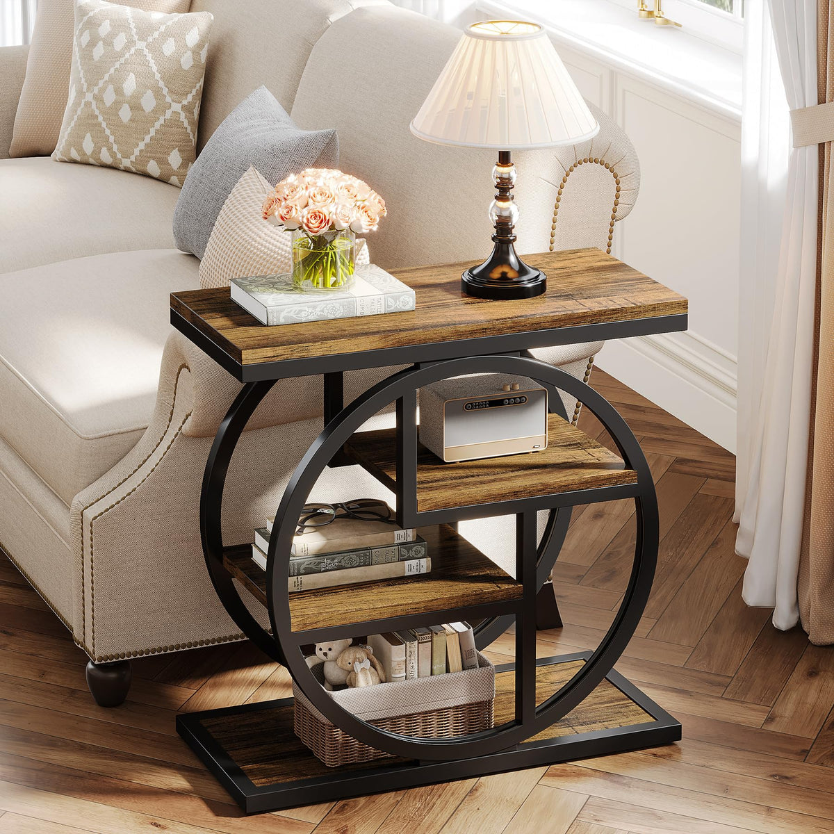 4-Tier Narrow Side Table with Storage Shelves Z840653