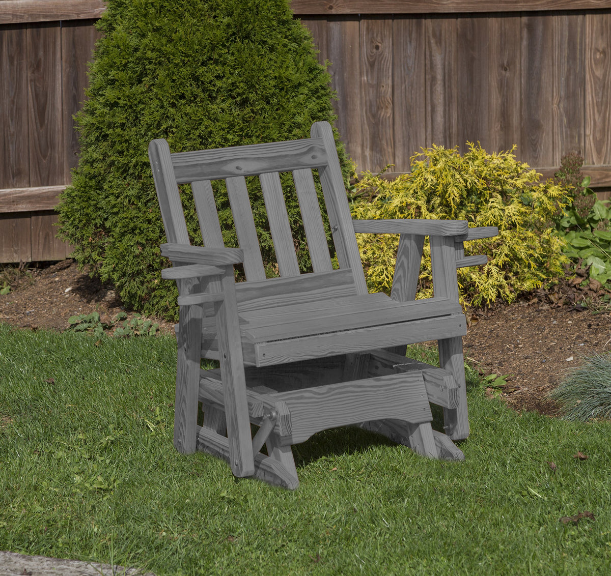 Heavy Duty Pressure Treated Outdoor Glider Chair with Cup Holders T36894
